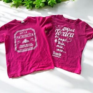 2 Kids Pink T-shirts La Toxica and La Patroncita Pink Both XL